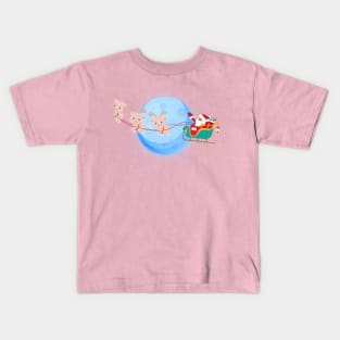 Santa Claus Riding Pig Kids T-Shirt